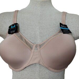 Bali Smoothing Underwire Bra Beige Sz 42C Breathable Cups Adjustable NWT-lp